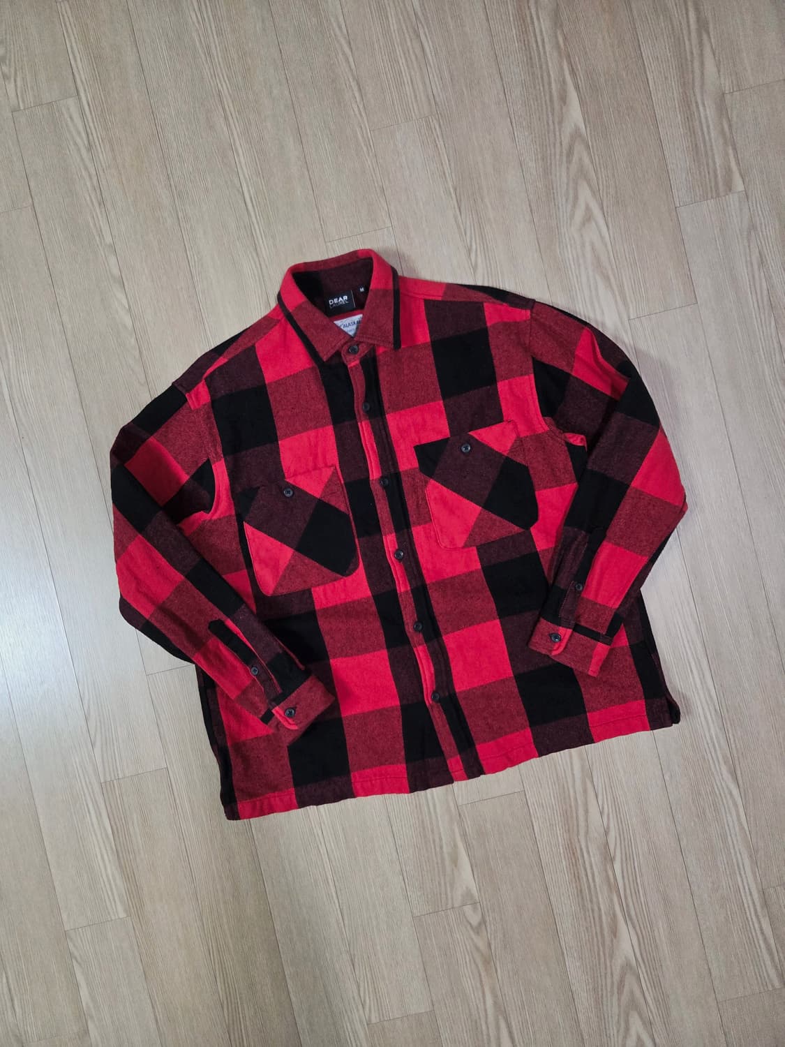 DEAR LAUREL 레드 체크 헤비 코튼 워크 셔츠 재킷 상품이미지4