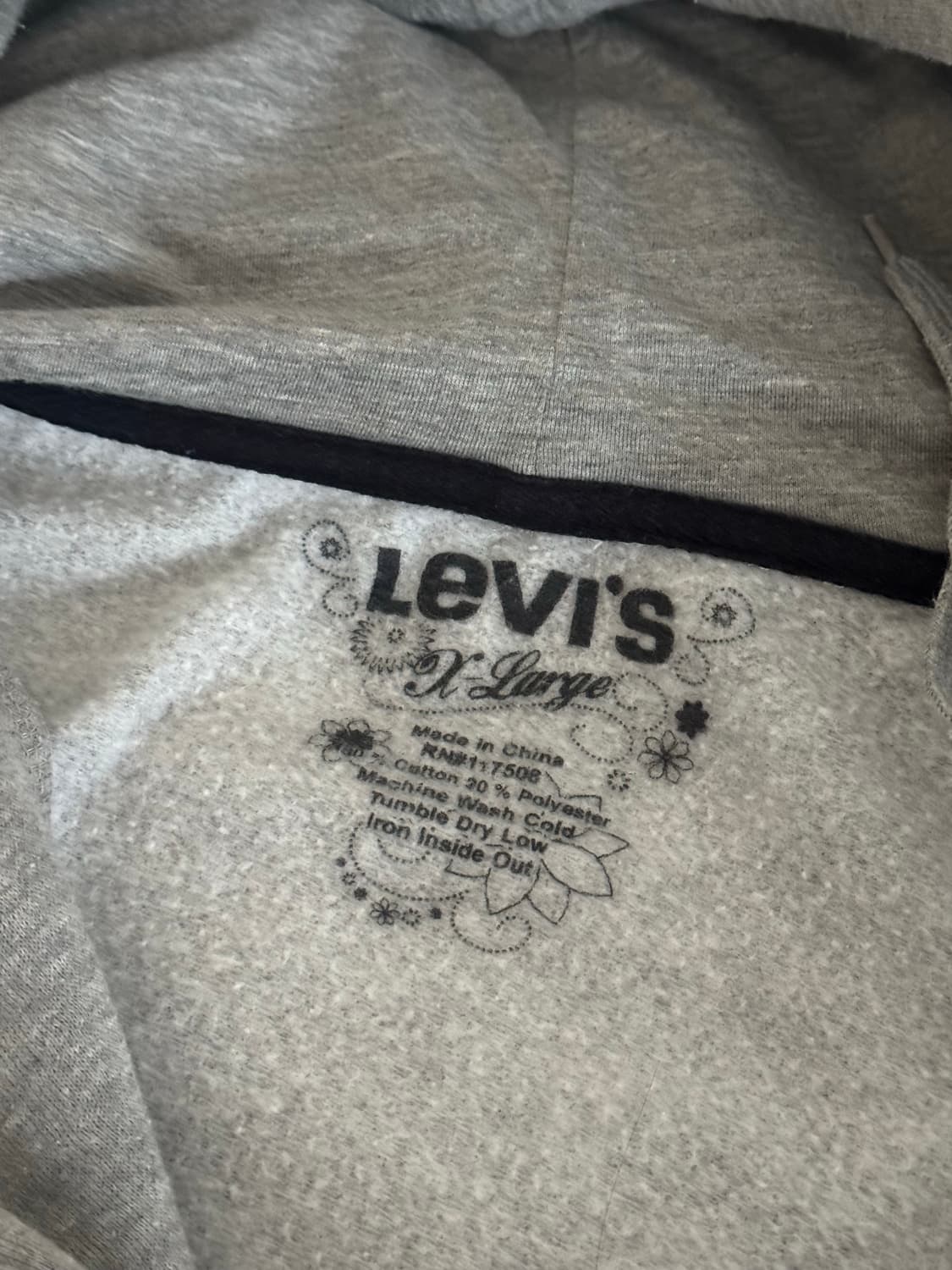 빈티지 리바이스 회색 후드집업 상품이미지3