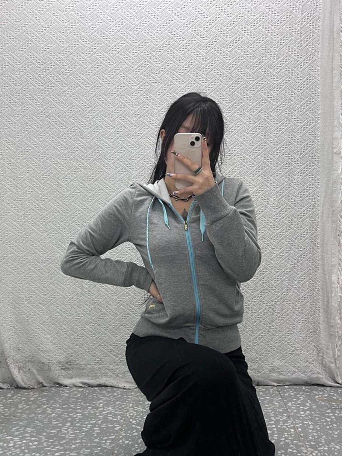 푸마 Y2K 민트배색 드레이프 포켓 후드 집업 S C07768 상품이미지2