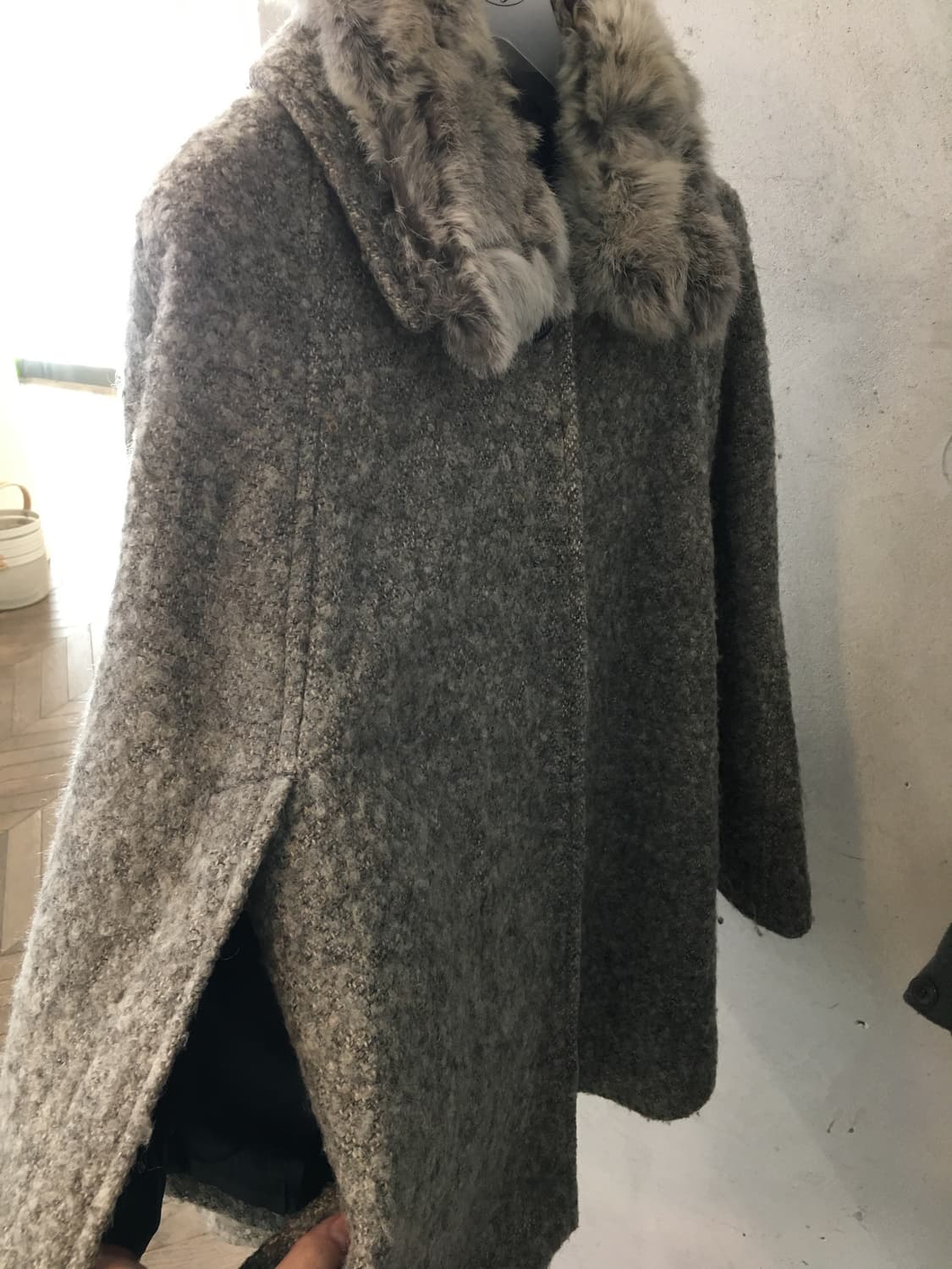 빈티지 퍼 케이프 코트 사와코 하프코트 털 상품이미지3