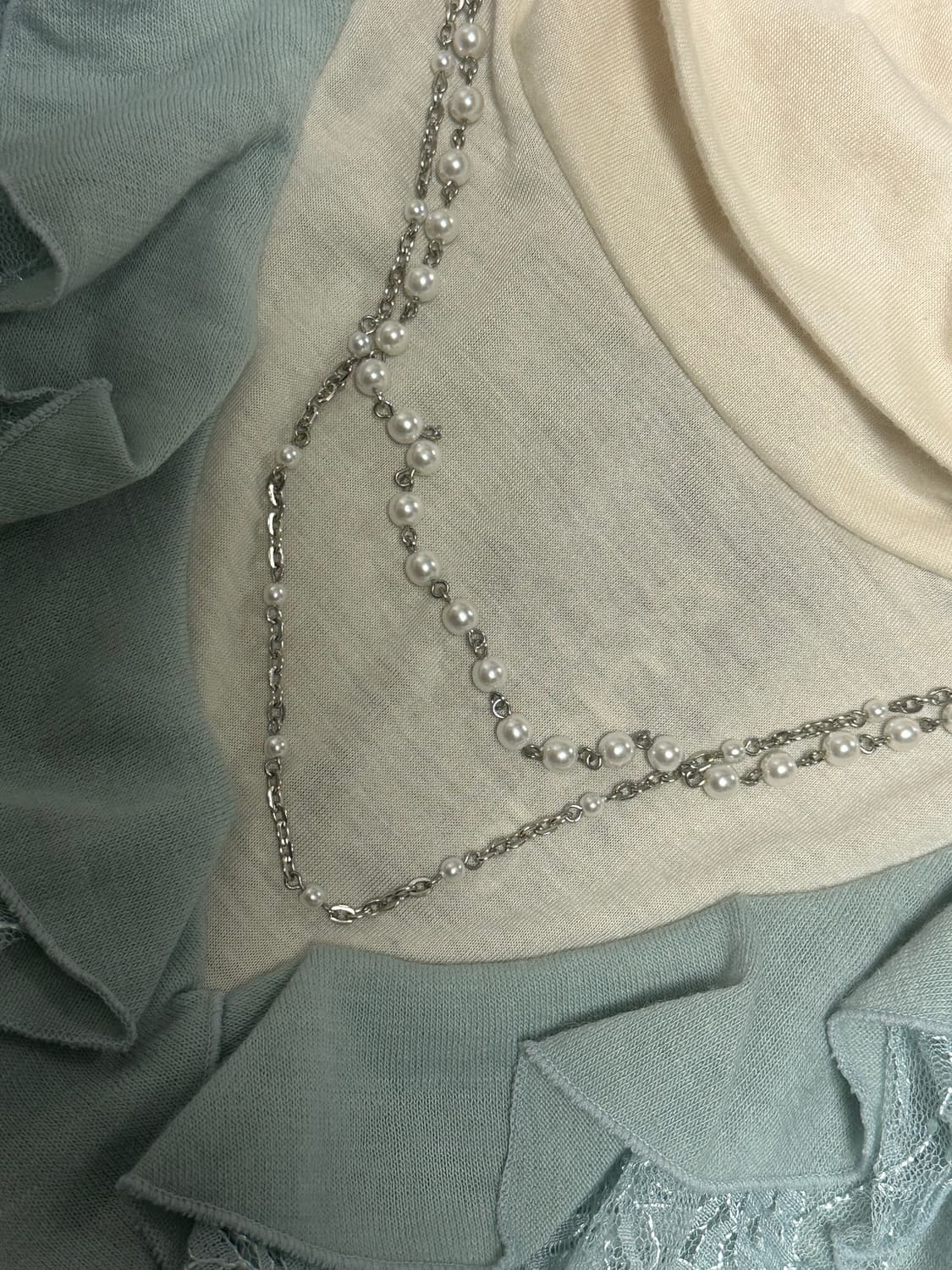 로맨틱/하구미 / 모리 / 로걀 / 갸루 / 민트 언발 프릴 롱슬탑 상품이미지3