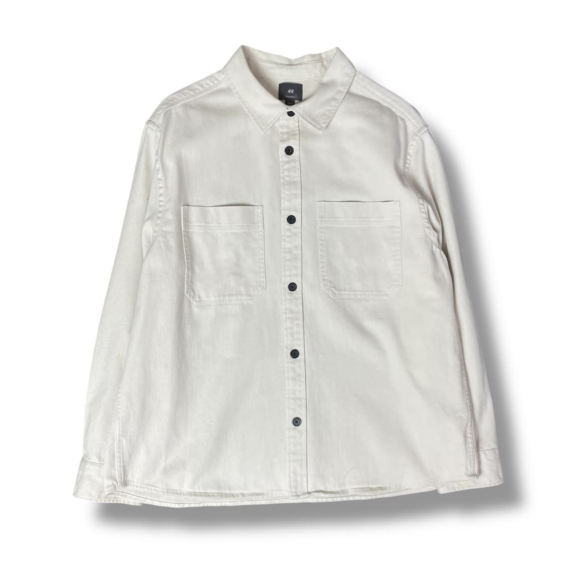 H&M 아이보리 코튼 투포켓 셔츠 자켓 XL 상품이미지1