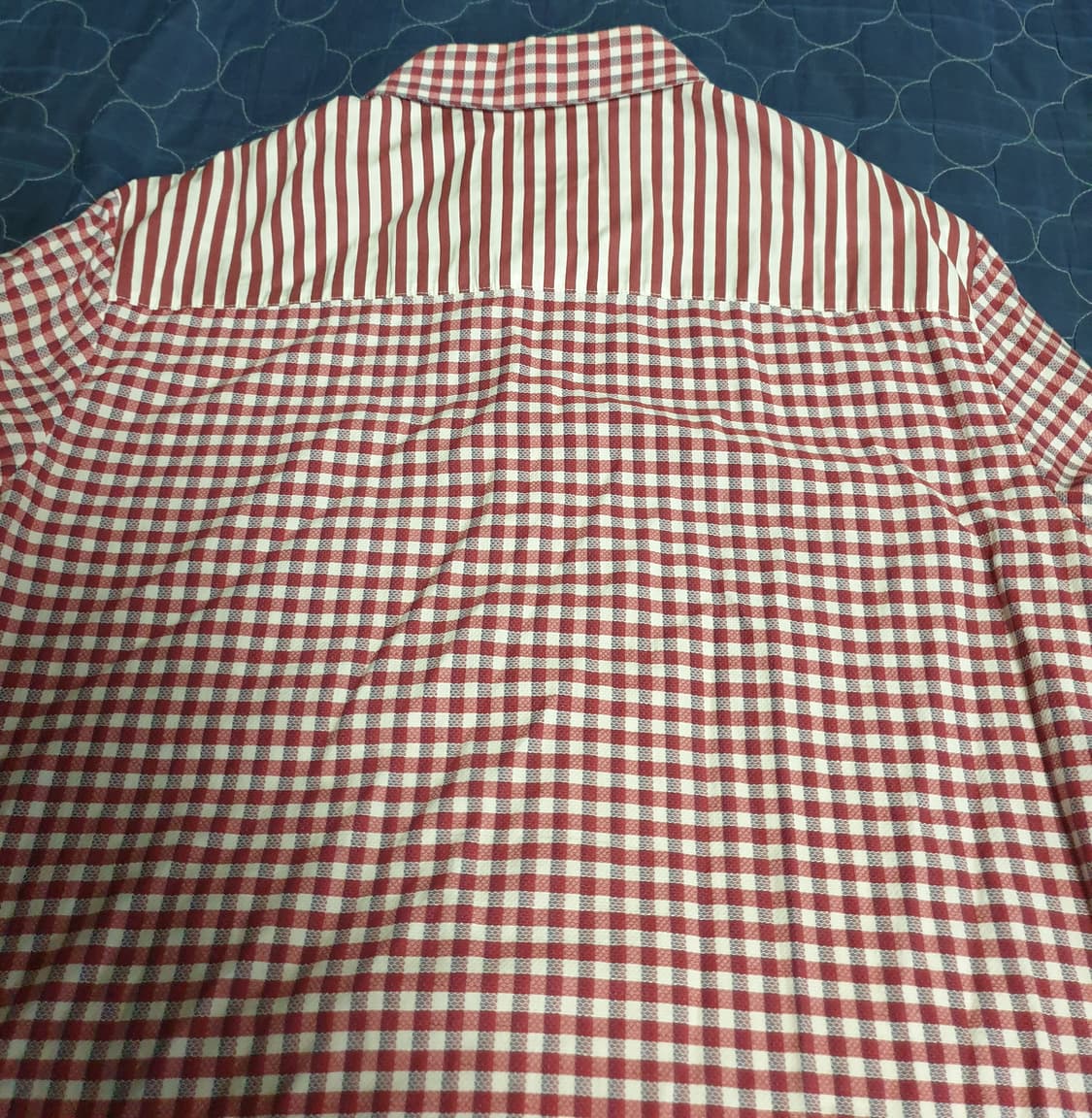 (빈티지) 시스템옴므 이태리원사 클래식체크 스트라이프배색 셔츠 레드(M) 상품이미지4