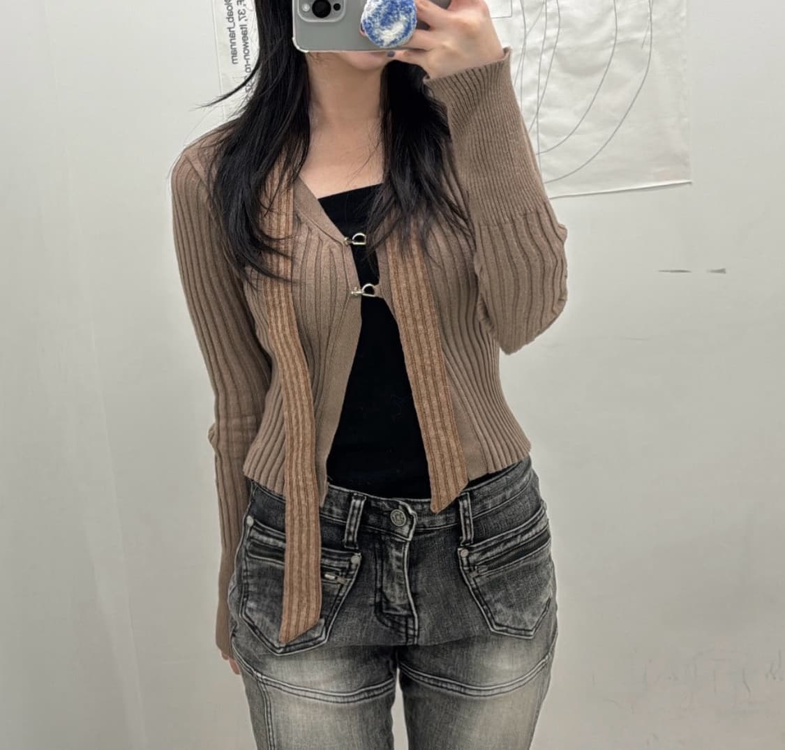 Yuse 브라운 가디건 상품이미지1