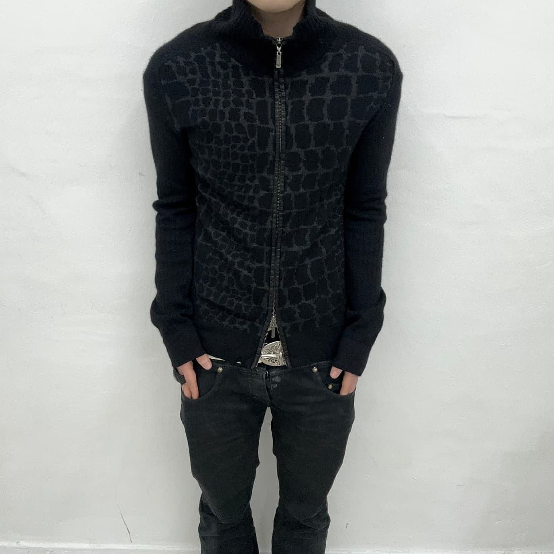 Python pattern knit zip jacket 상품이미지1