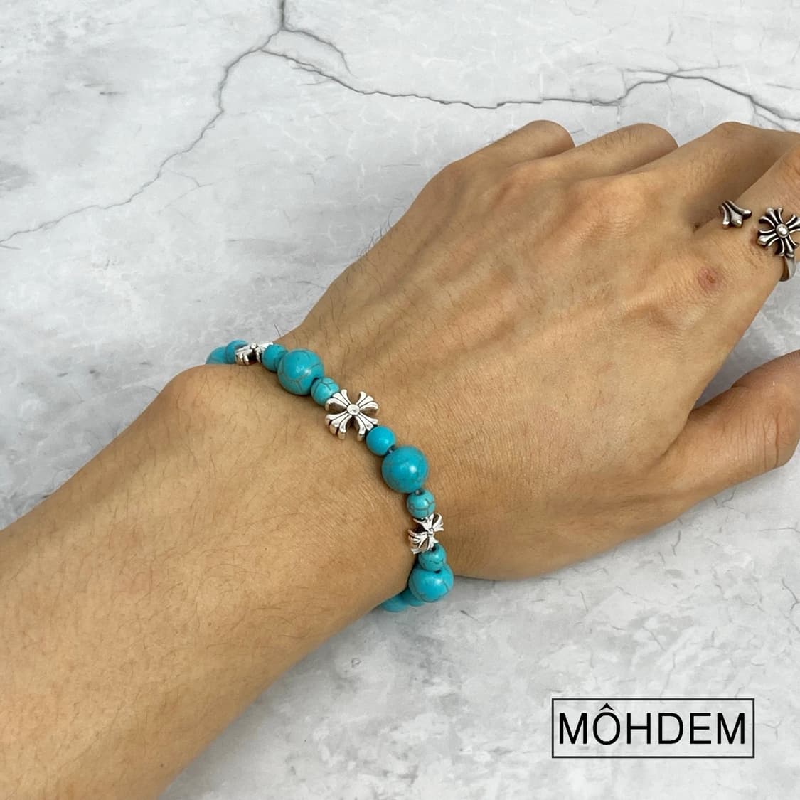 [Unisex] 크로스 터키석 원석 팔찌 상품이미지4