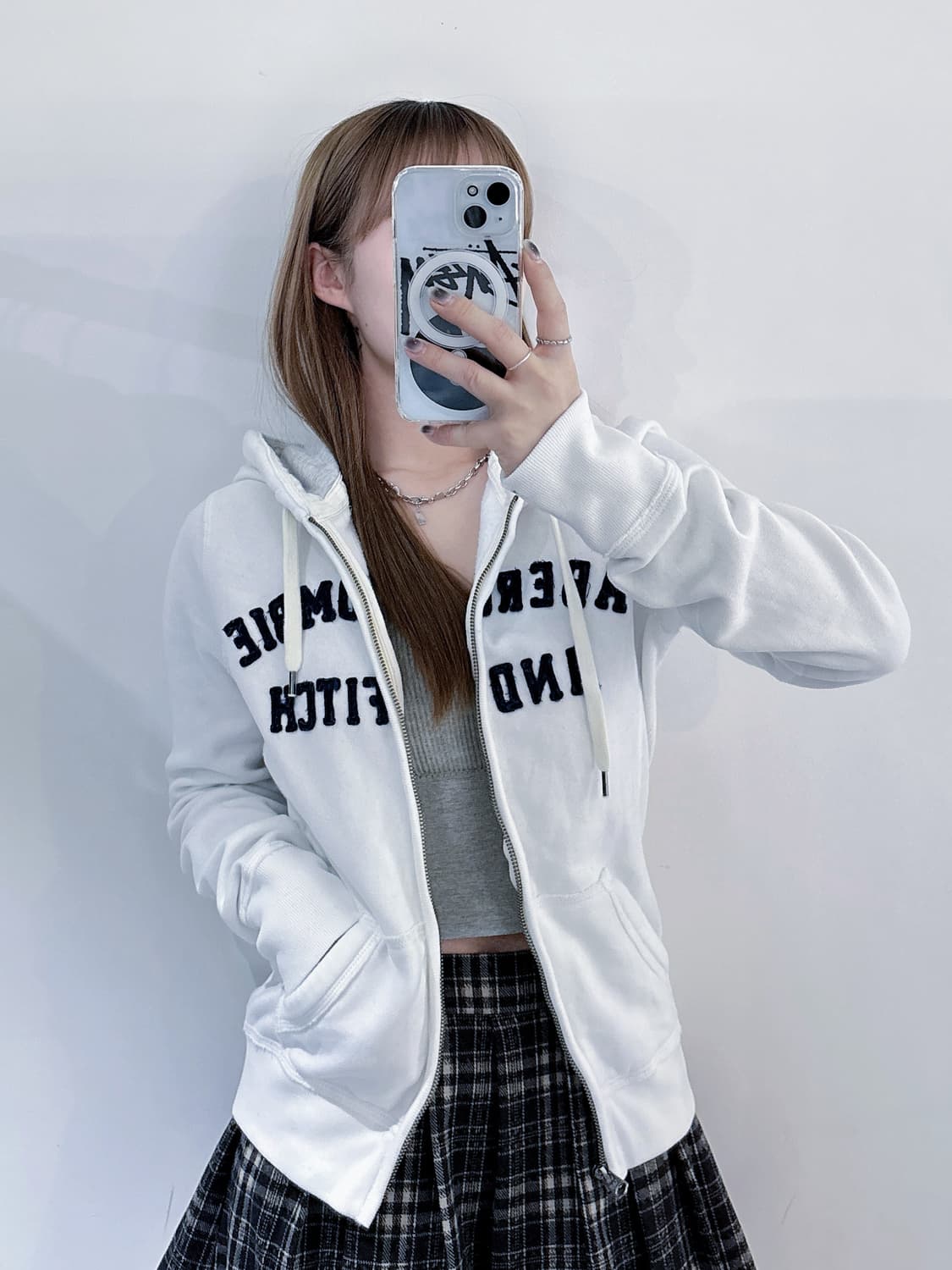 아베크롬비 화이트 빅로고 후드집업 상품이미지2