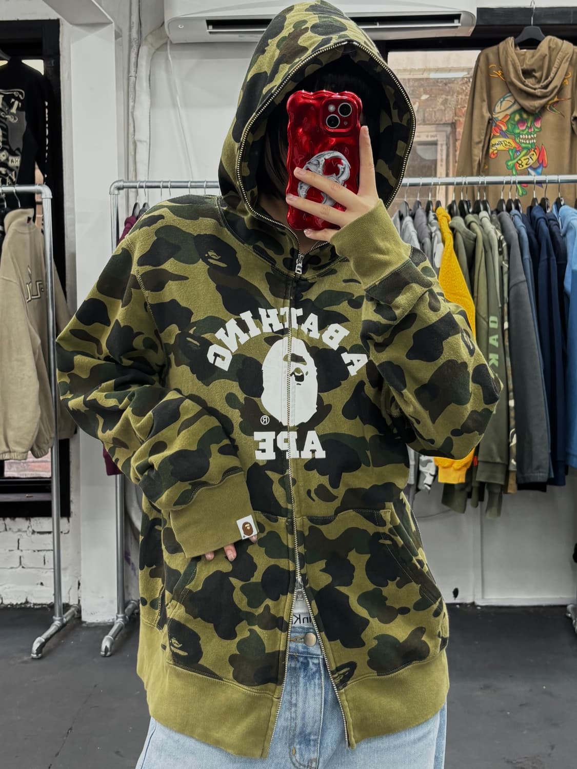 베이프 녹계 컬리지 후드집업 상품이미지2