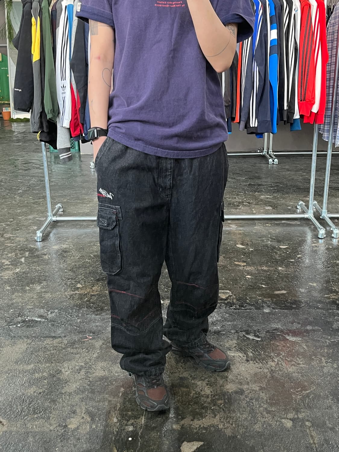 빈티지 카고 흑청 데님 팬츠  상품이미지2