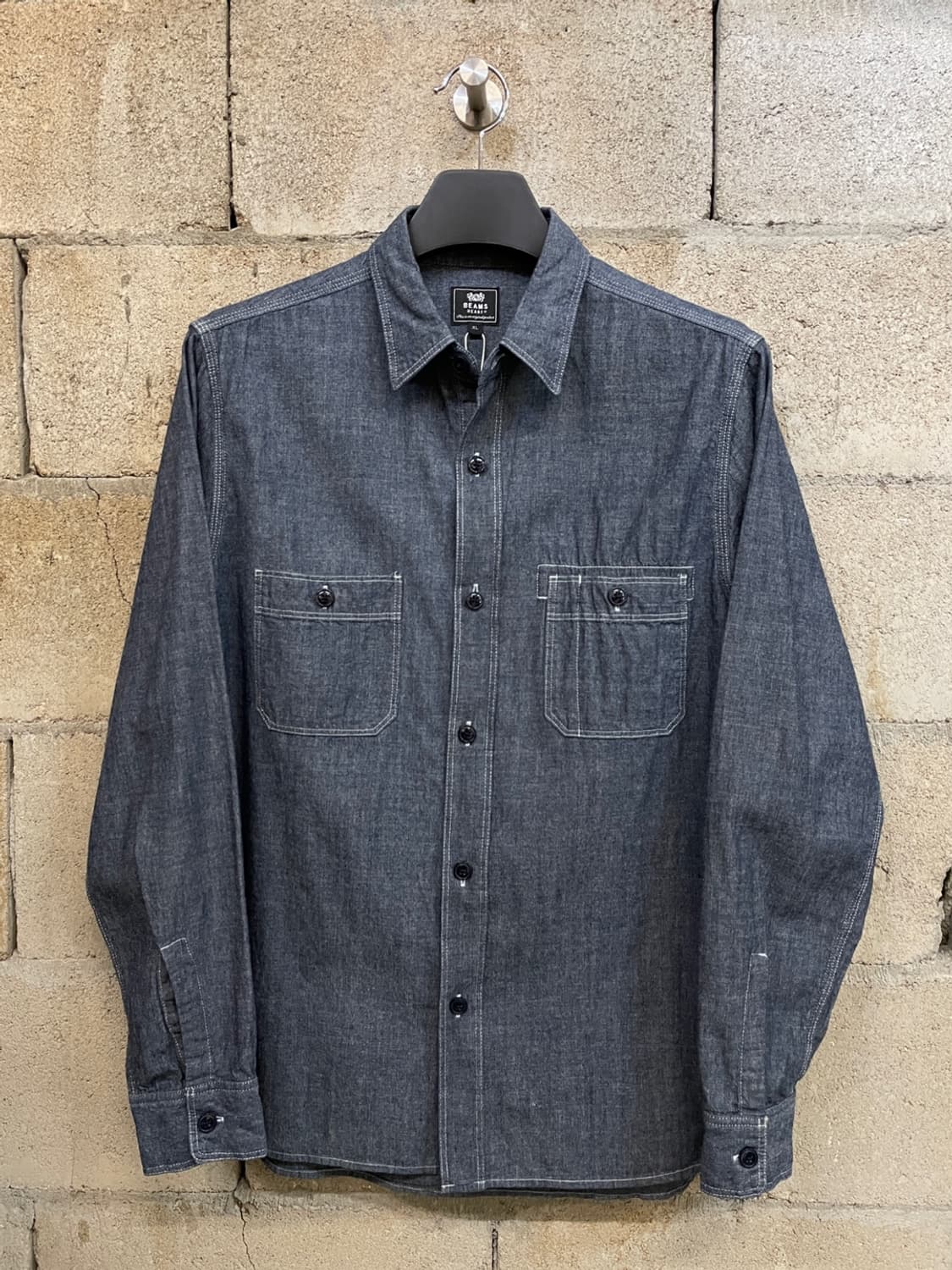 빔즈 하트 샴브레이 셔츠 상품이미지1