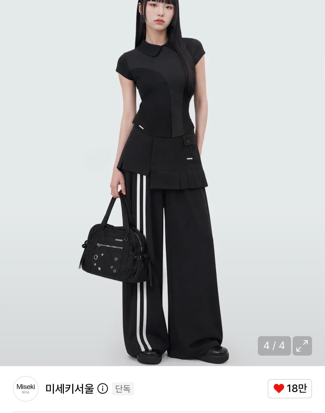 Track Pleats skirt pants SET BLACK 상품이미지1