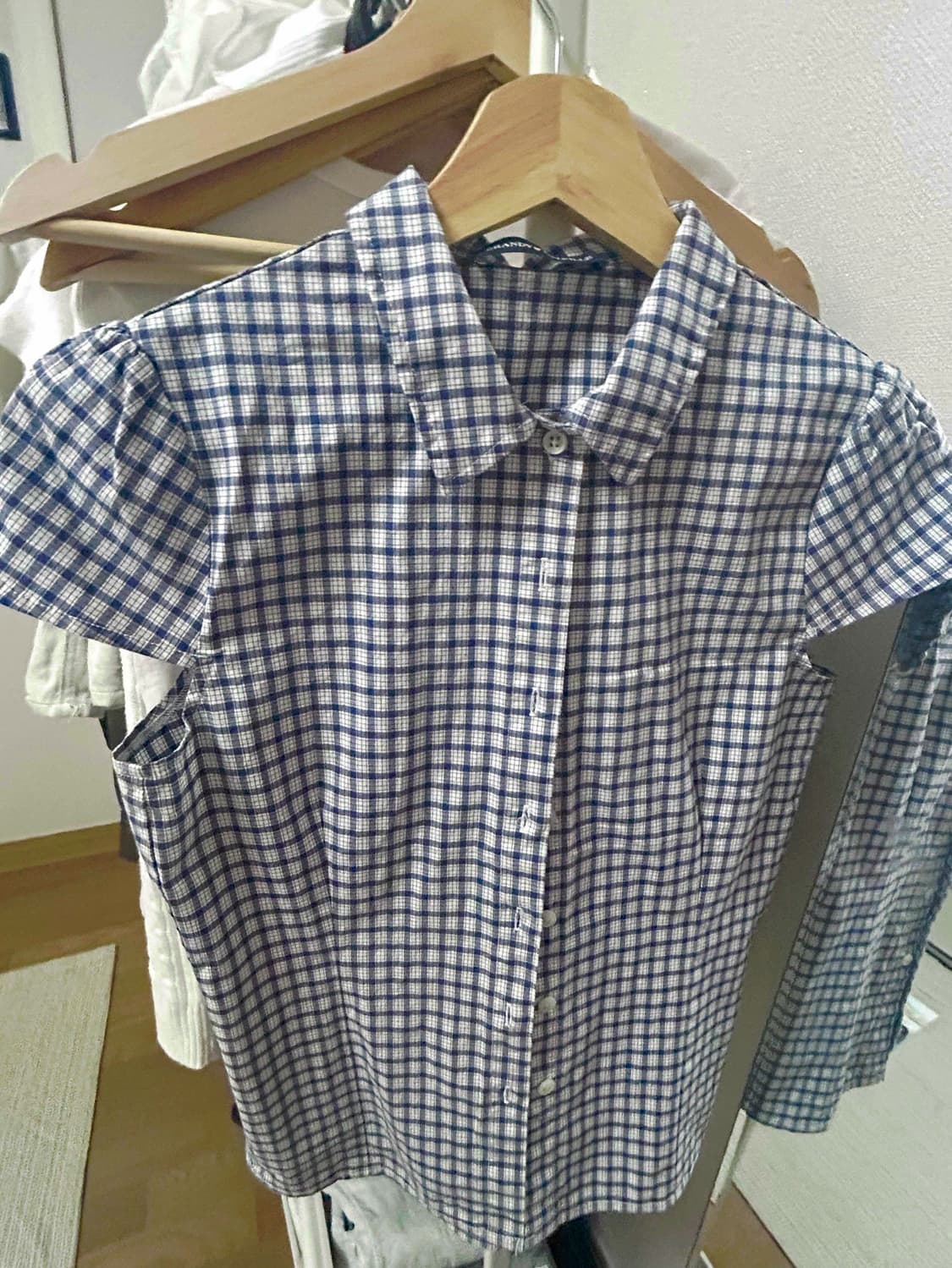 브랜디멜빌 하늘색 체크무늬 블라우스 셔츠 상품이미지1