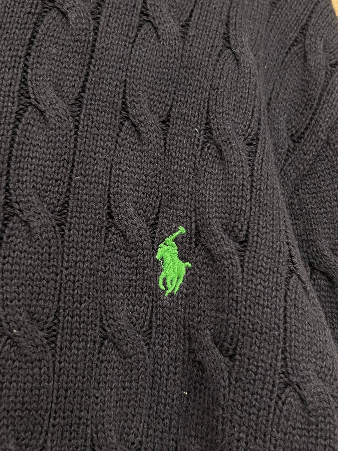 일본 폴로랄프로렌 케이블 꽈배기 니트 M 네이비 상품이미지4