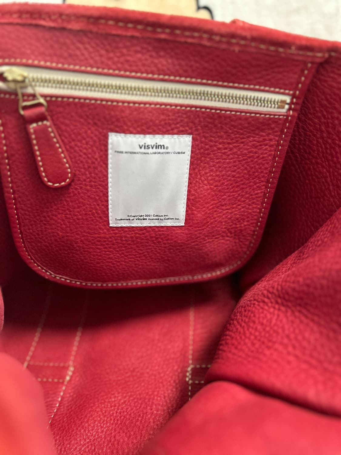 VISVIM 레드 스웨이드 TETON 토트백+고로스 콘초 커스텀 상품이미지6