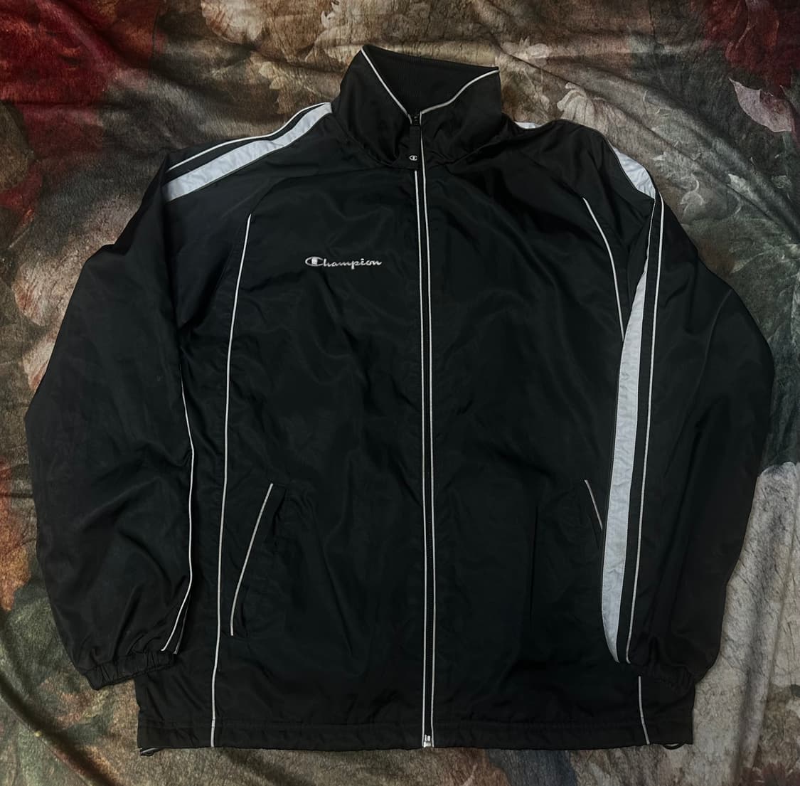 챔피온 빈티지 일본판 그레이 사이드라인 블랙바람막이 L 상품이미지1