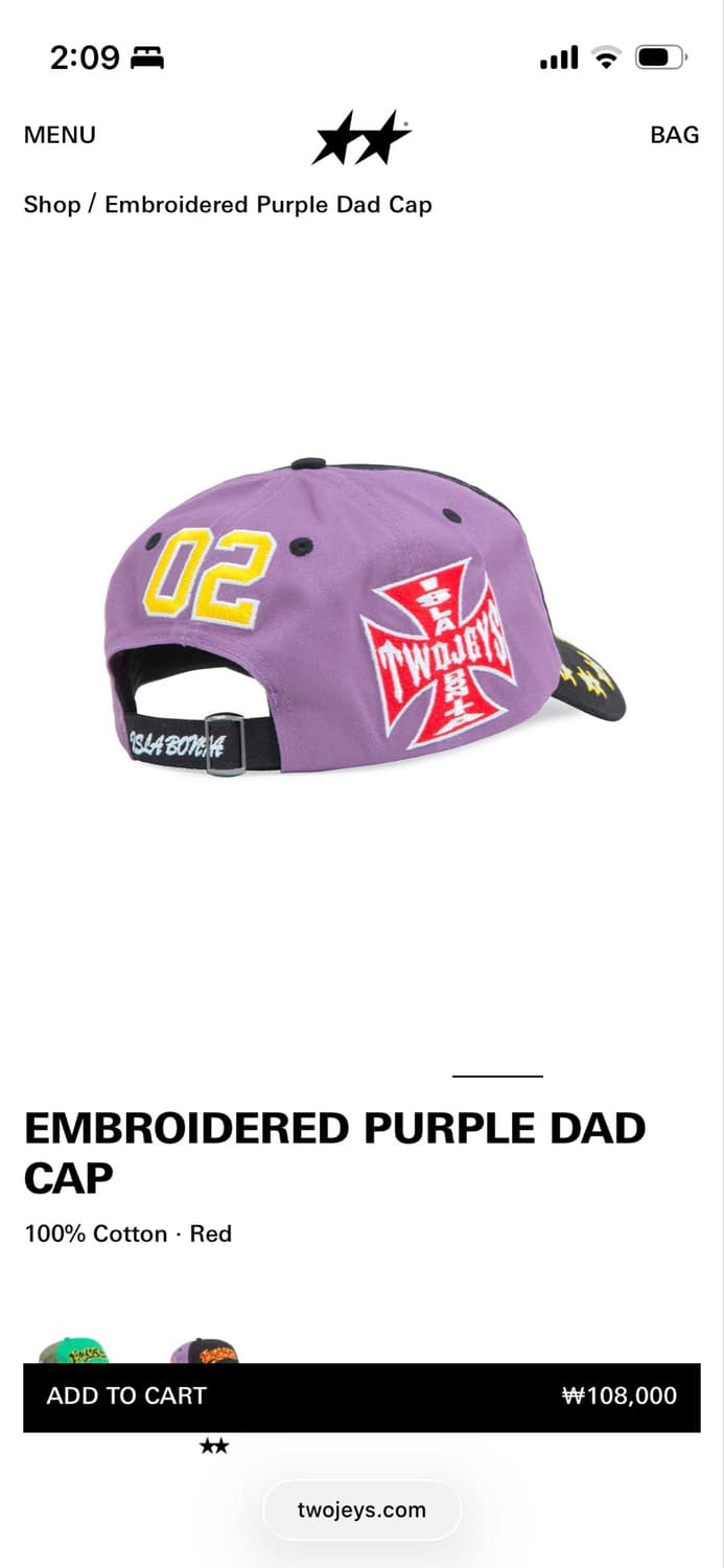 Twojeys Embroidered Purple Dad Cap 상품이미지2