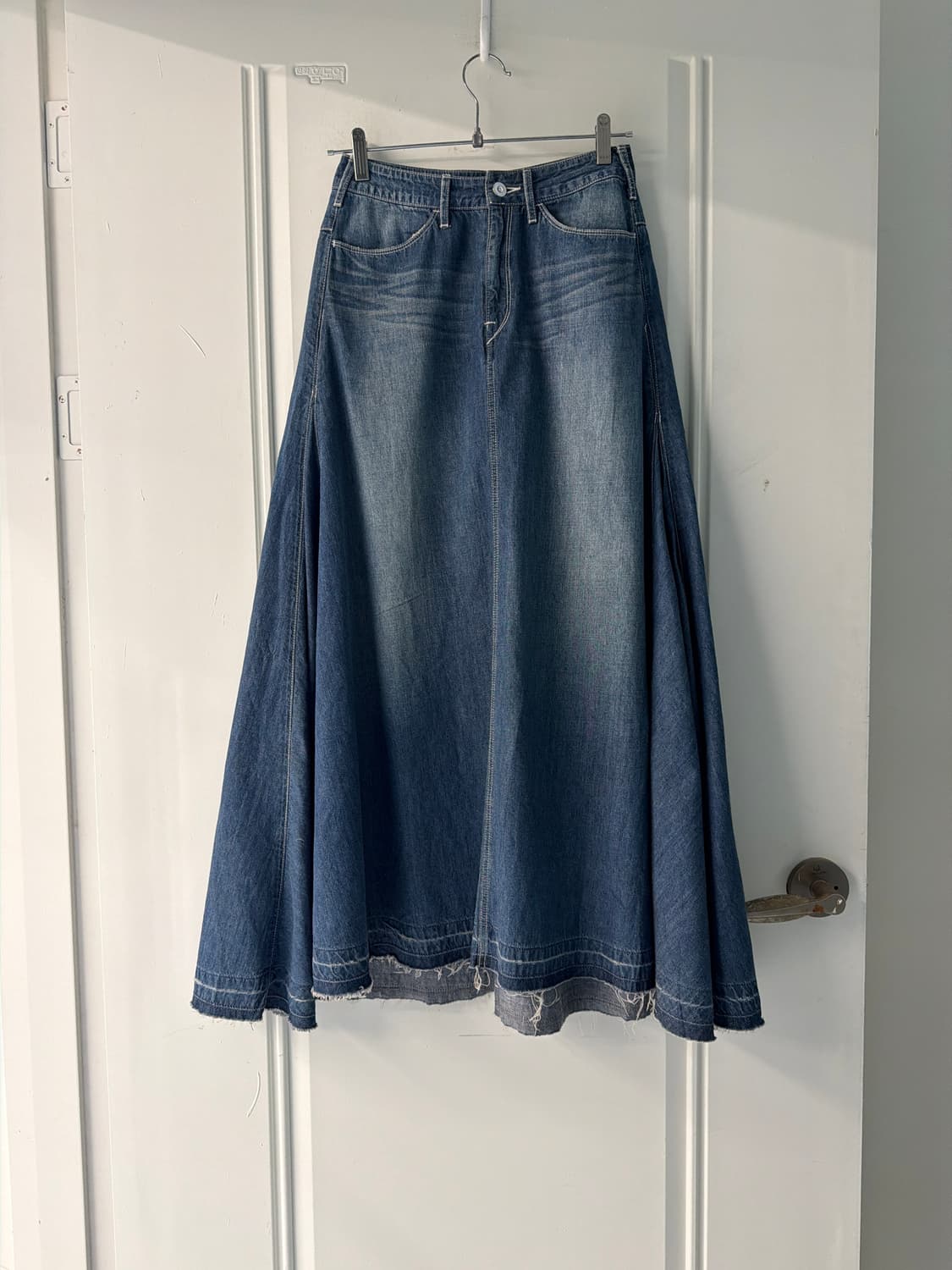 일본빈티지 woadblue핀턱 데님 맥시 롱스커트 상품이미지7