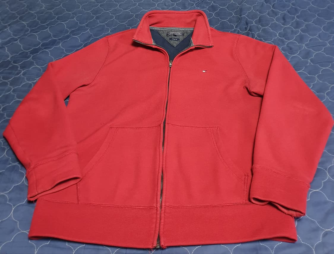 타미힐피거 빈티지핏 마이크로 와플 집업자켓 버건디 (XL) 상품이미지1