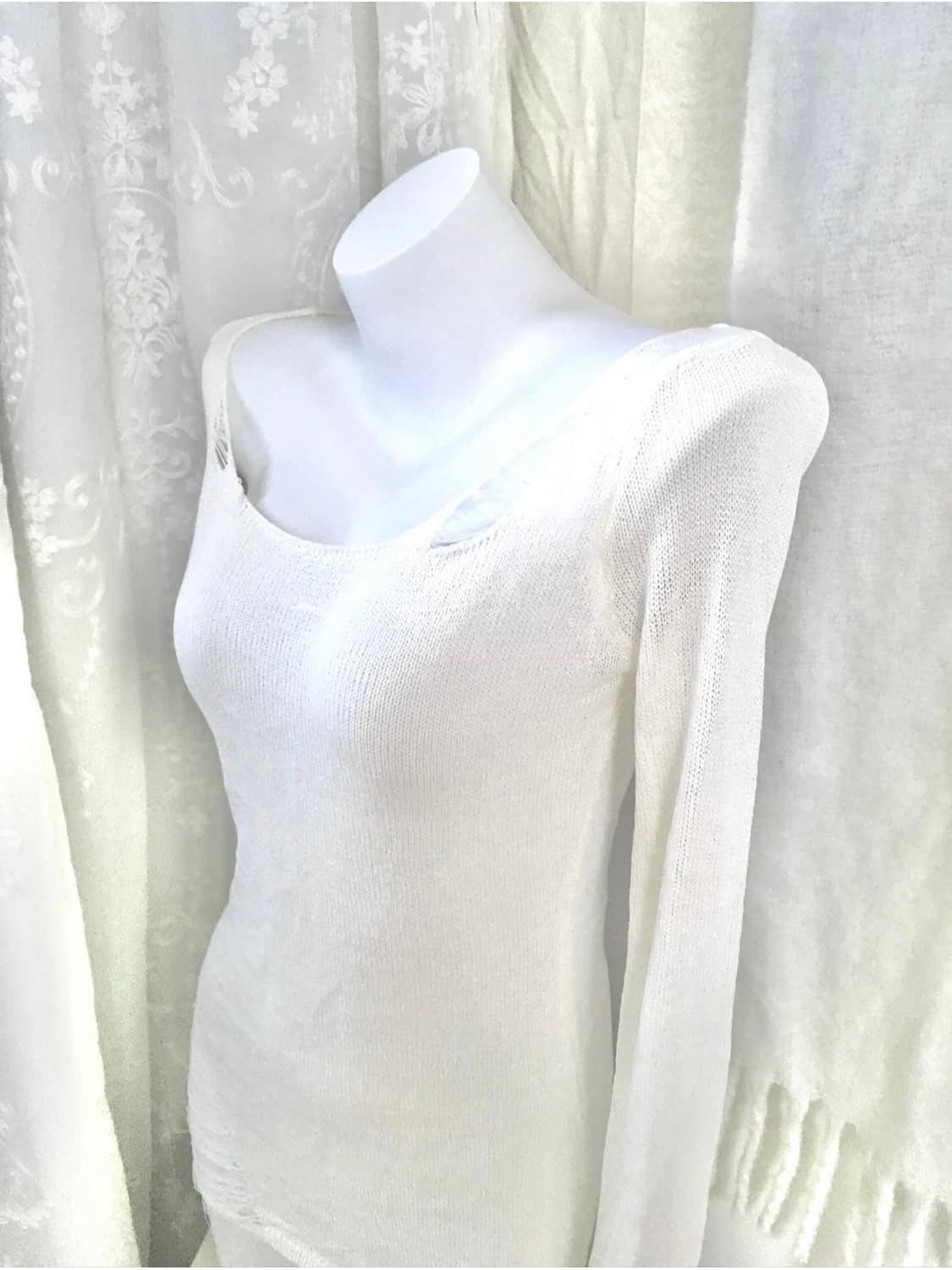 inpysecond 화이트 그런지 슬림 네트 롱슬리브 상품이미지9