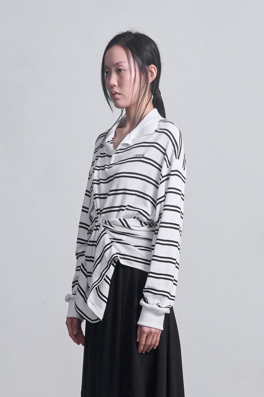 세릭 스트라이프 버튼 탑 화이트 상품이미지3