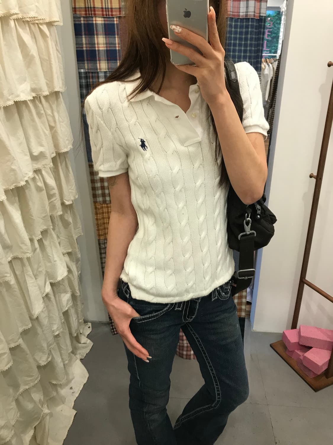 폴로 화이트 꽈배기 반팔 카라티 상품이미지4