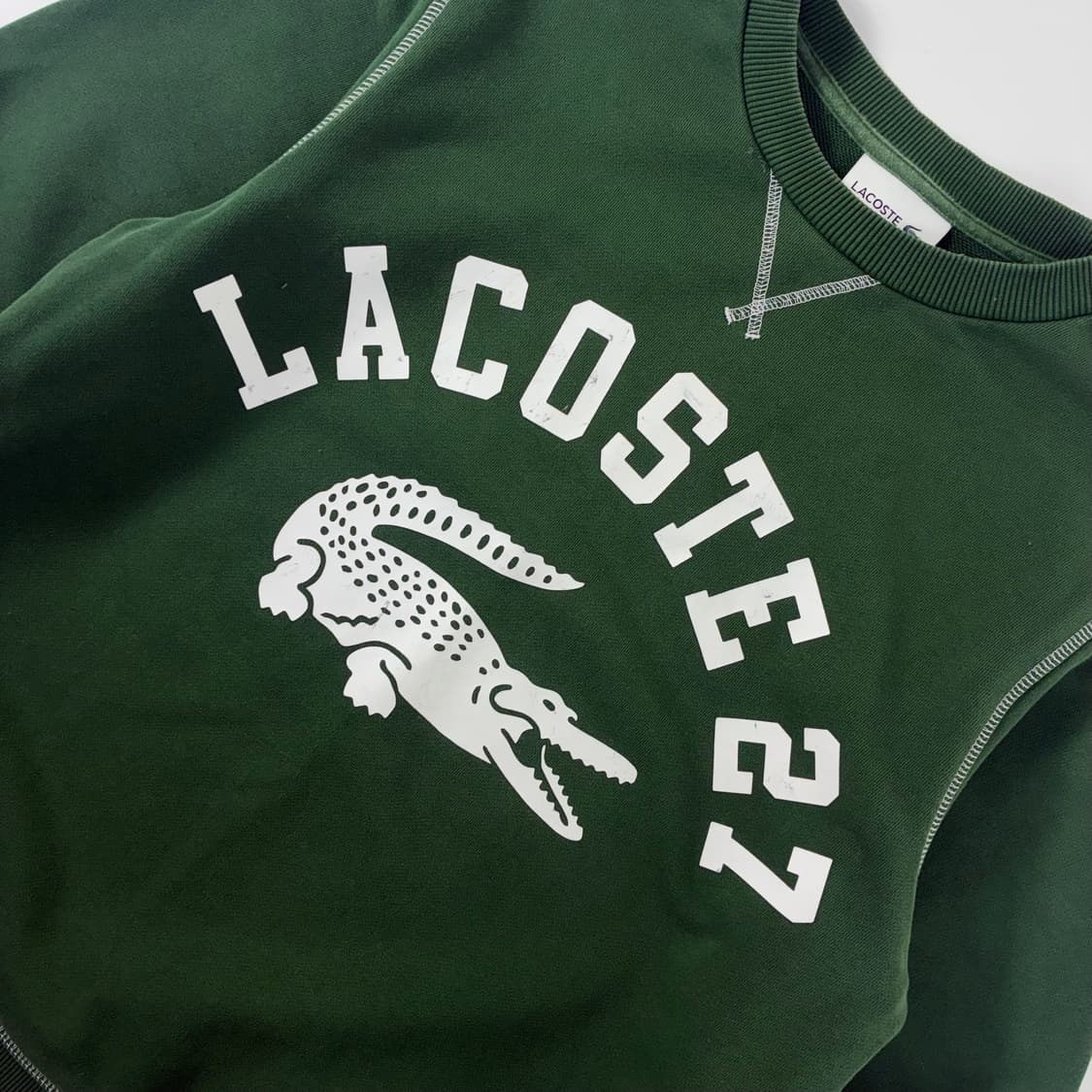 Lacoste  라코스테 빅크록 레터링 그린 맨투맨  상품이미지3
