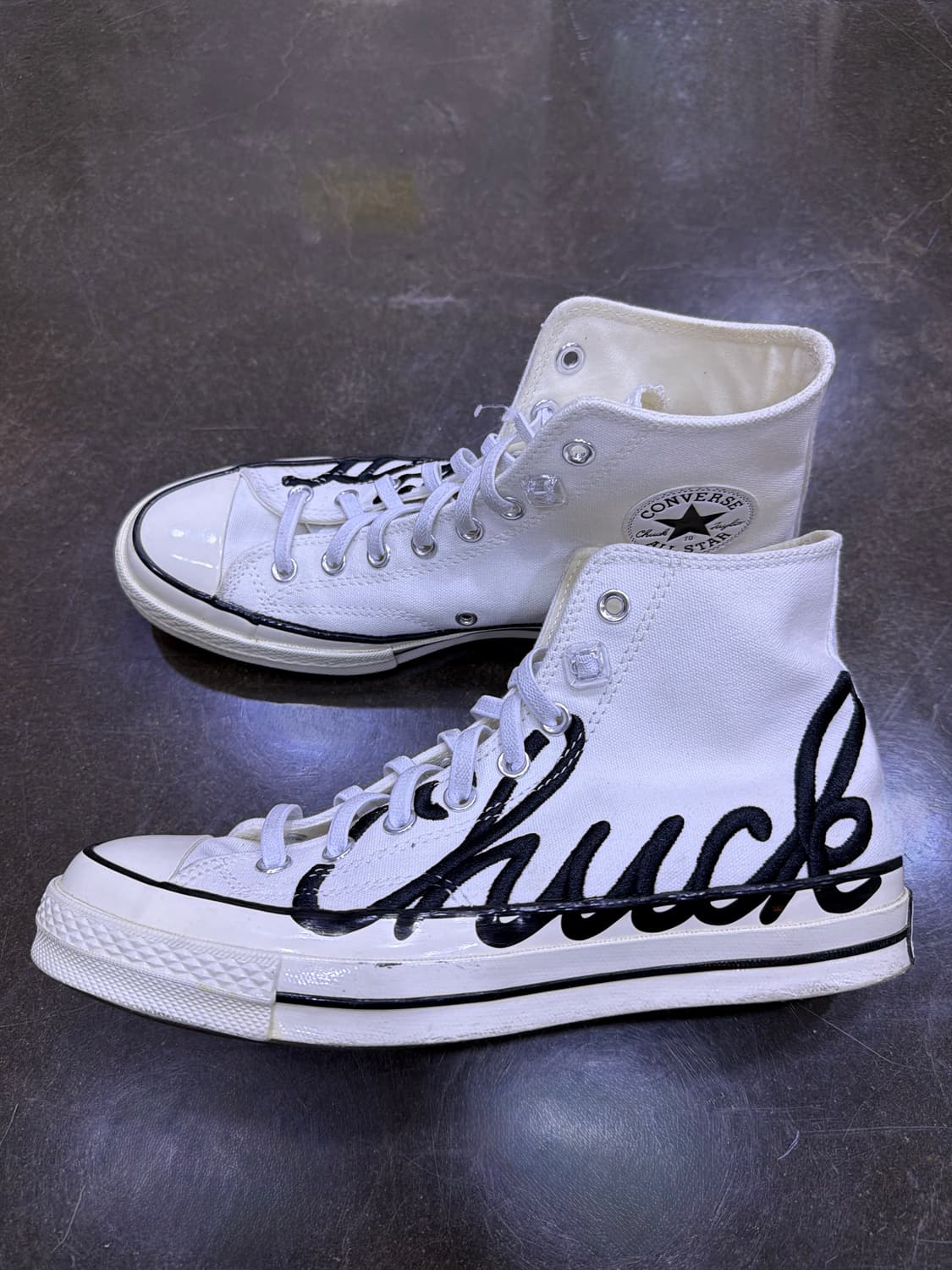 컨버스 척테일러 70 하이 자수 레터링 화이트 블랙 260 상품이미지5