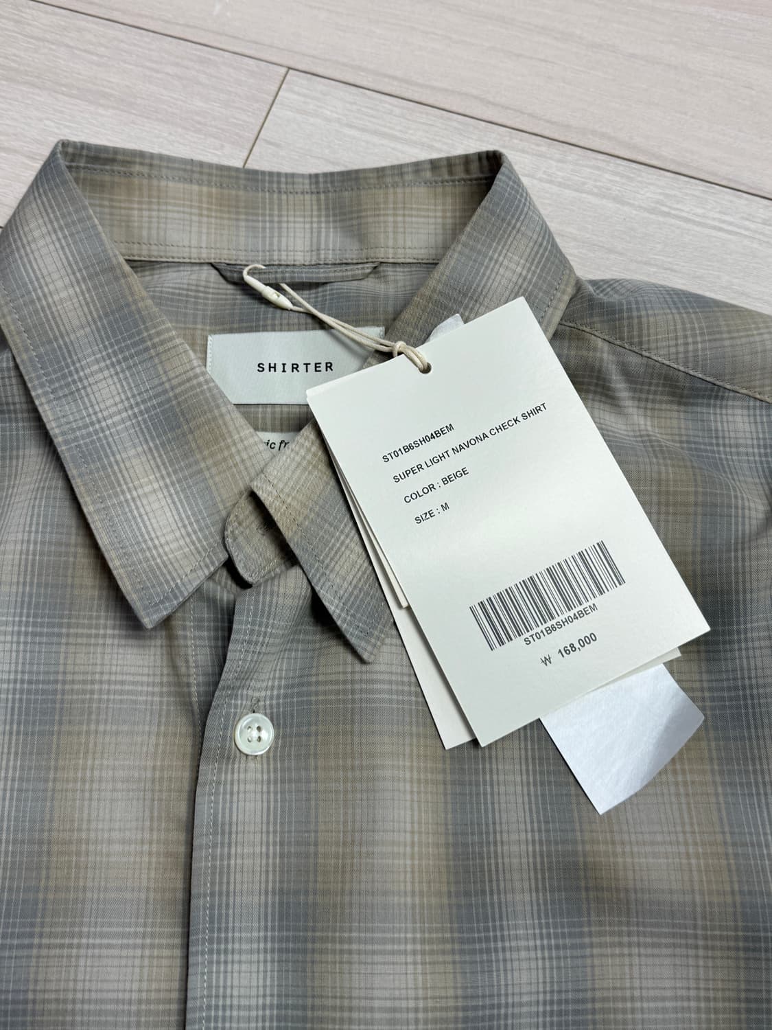 셔터 슈퍼라이트 나보나 체크셔츠 - 베이지 M 상품이미지3