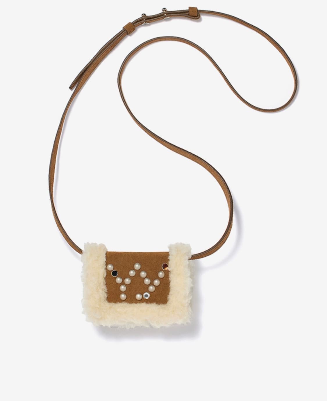 오픈 와이와이 마이크로 시어링 스터드 월렛 백 브라운 상품이미지1