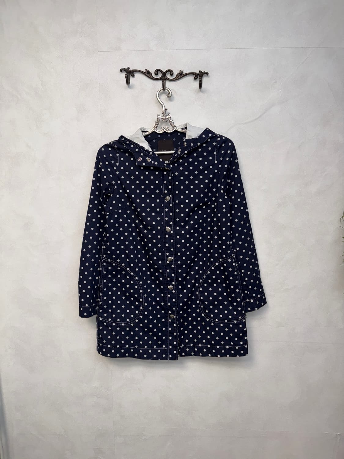 Dark navy dot hood jacket 상품이미지1