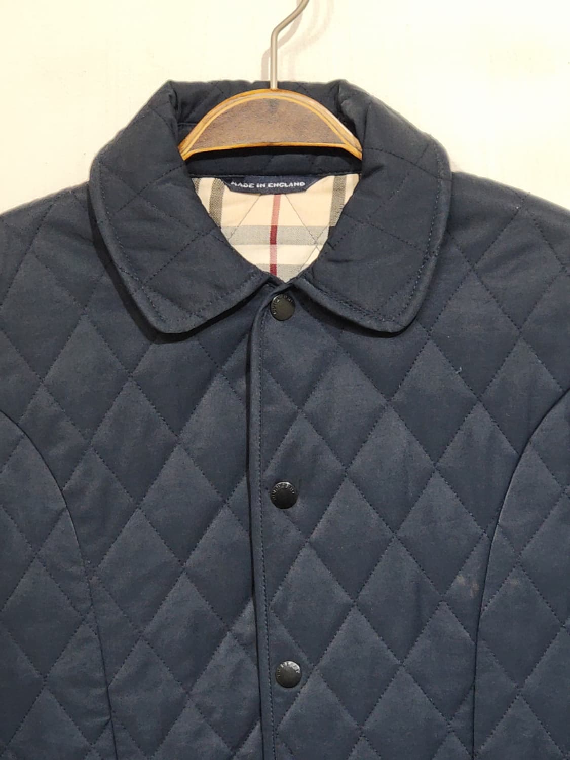 (S) 버버리 퀼팅자켓 네이비 누빔점퍼 안감 노바체크  상품이미지2
