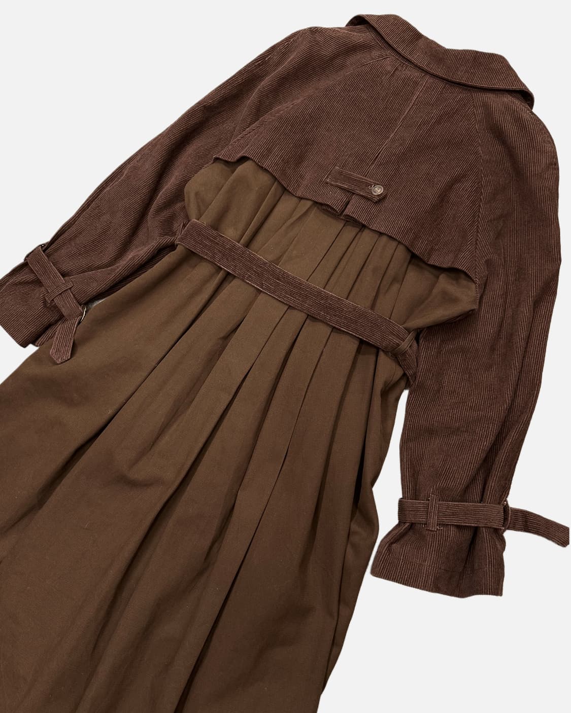 brown corduroy mixed pleats coat 상품이미지5