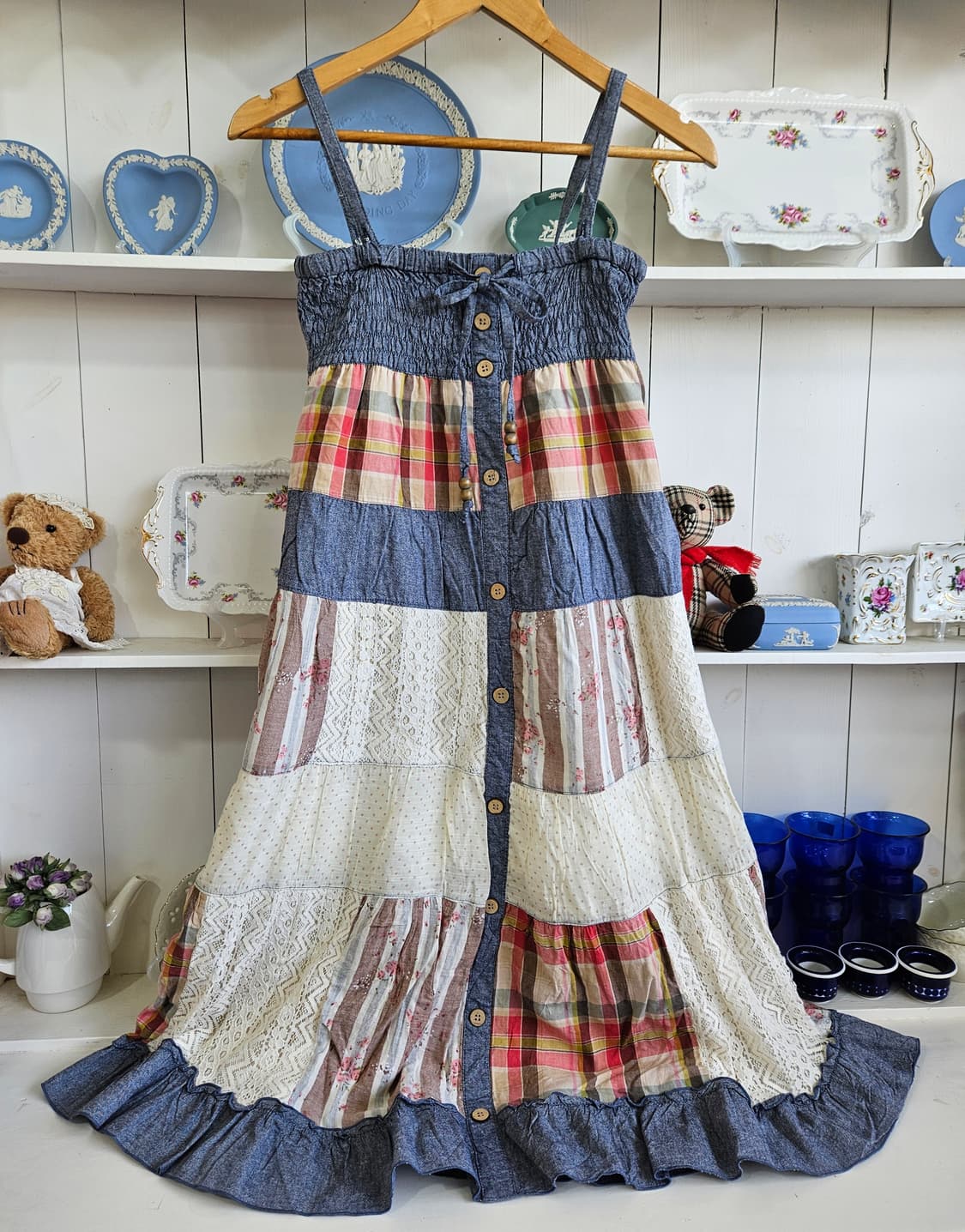 패치워크 원피스 빈티지 스타일 상품이미지2