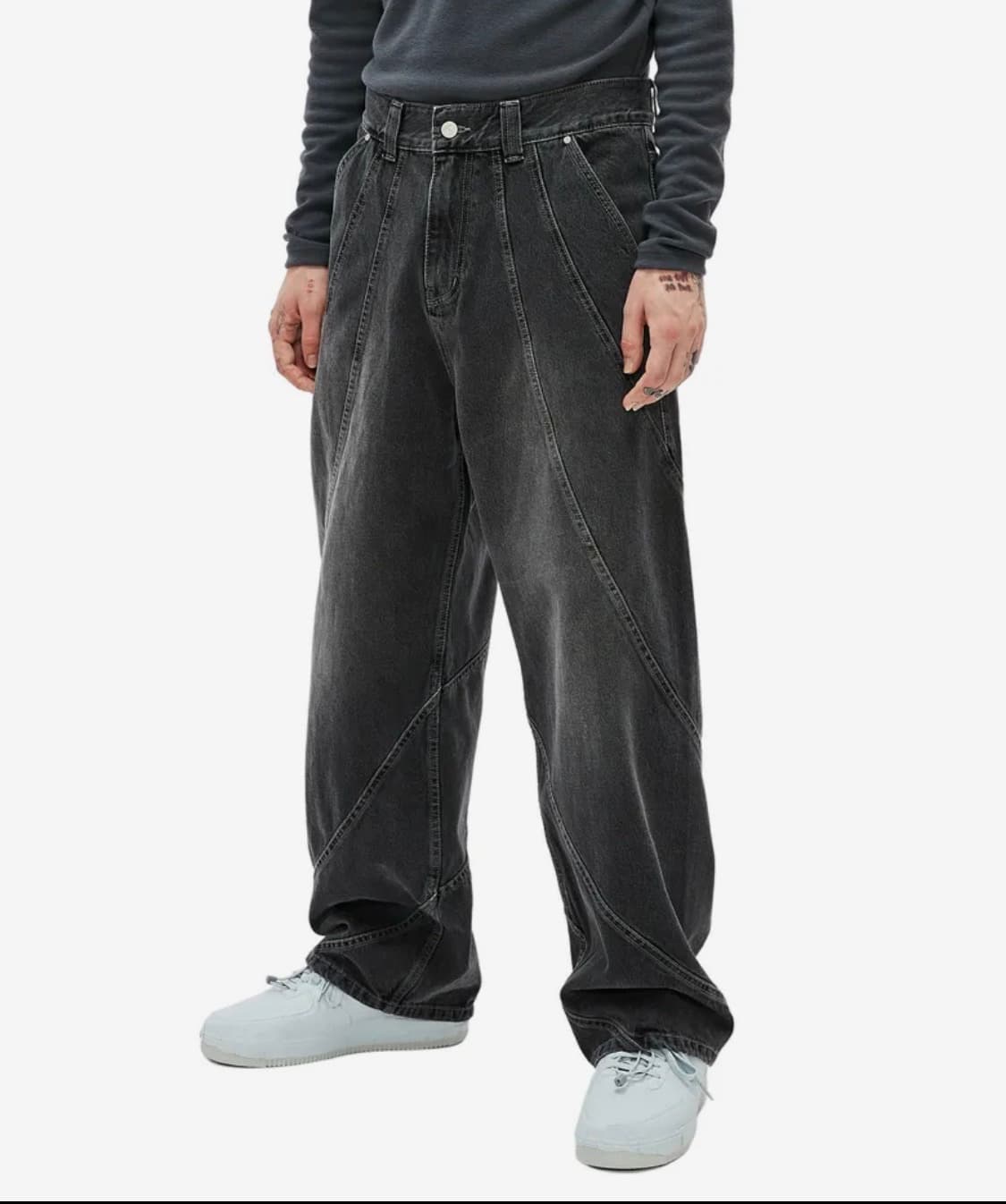 add-토네이도 와이드 데님 그레이 상품이미지1