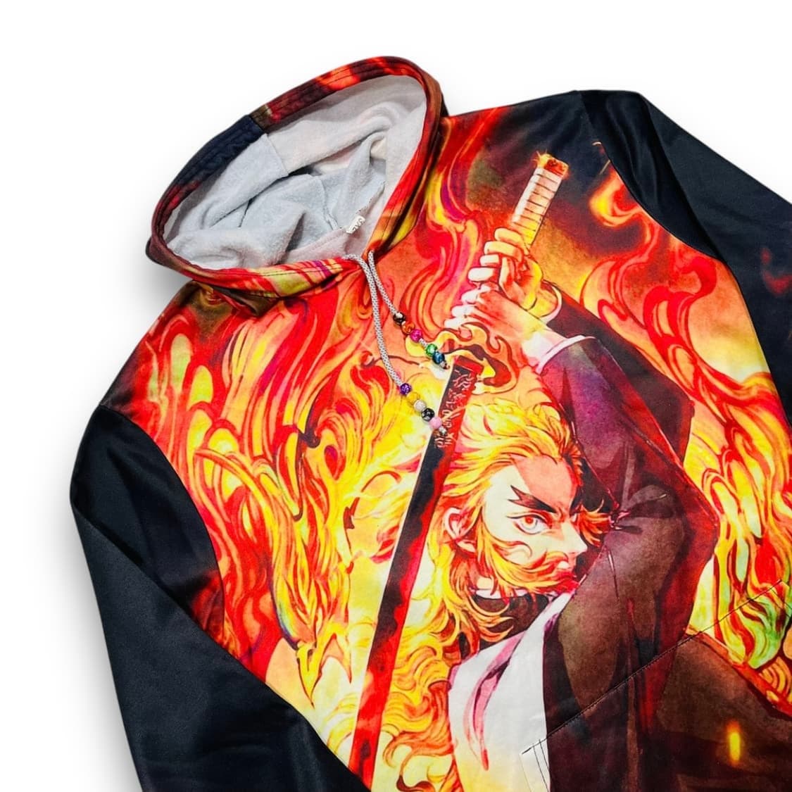 귀멸의 칼날 렌고쿠 쿄쥬로 아트 화염 인디언 후디 상품이미지2