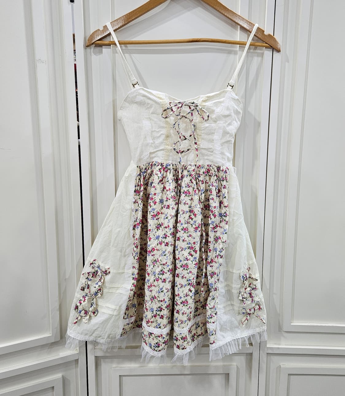 플라워 레이스 끈 원피스 상품이미지1