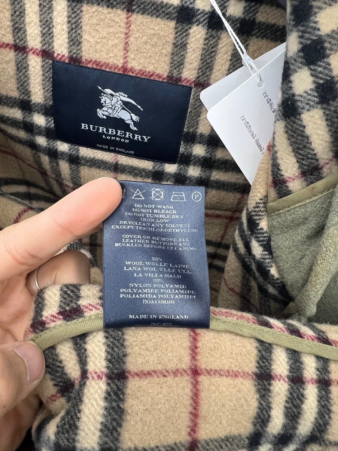 버버리 노바체크 올리브그린 더플 코트 상품이미지6