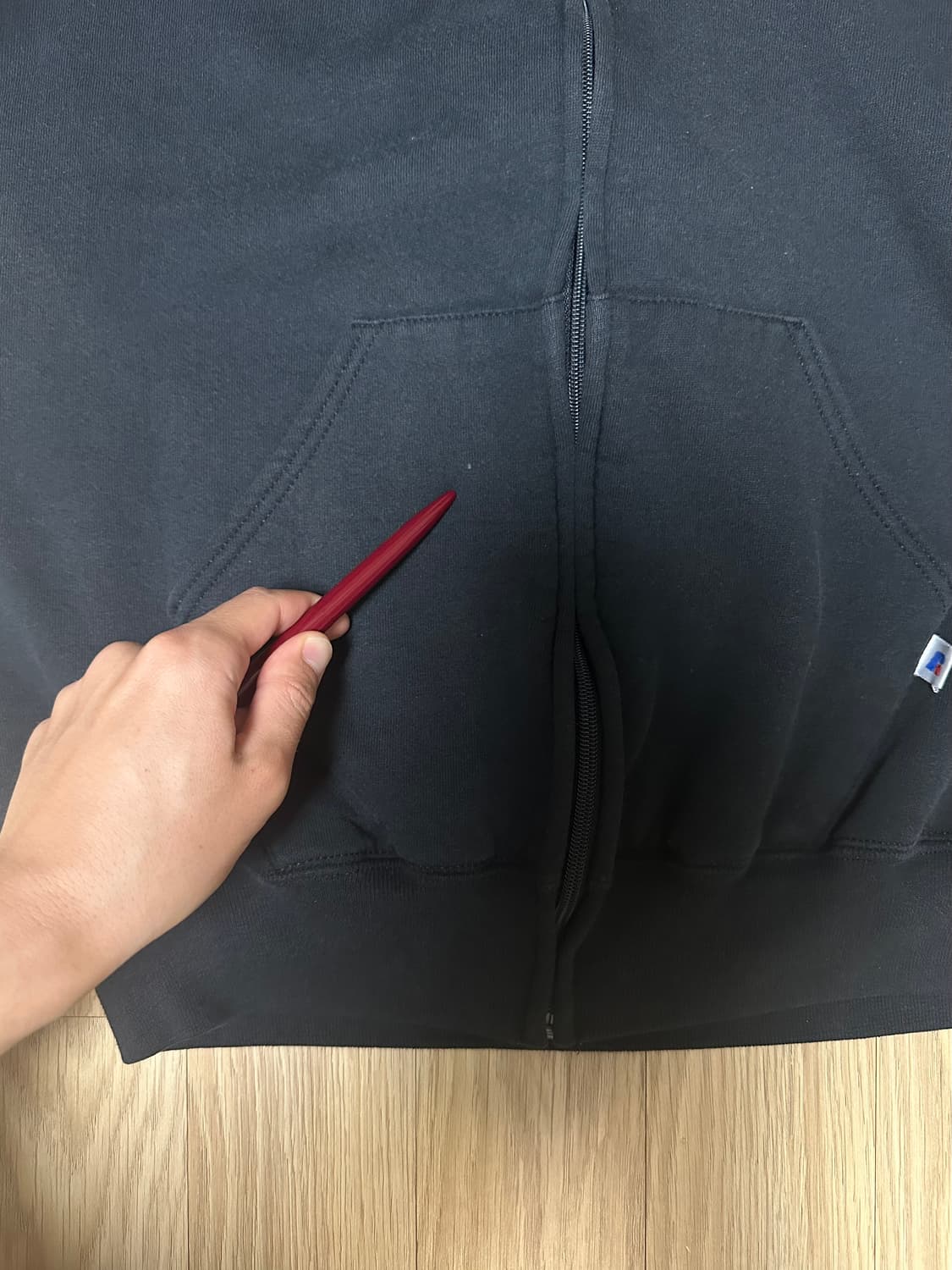 90s 빈티지 러셀 후드집업 블랙 XL USA 상품이미지6