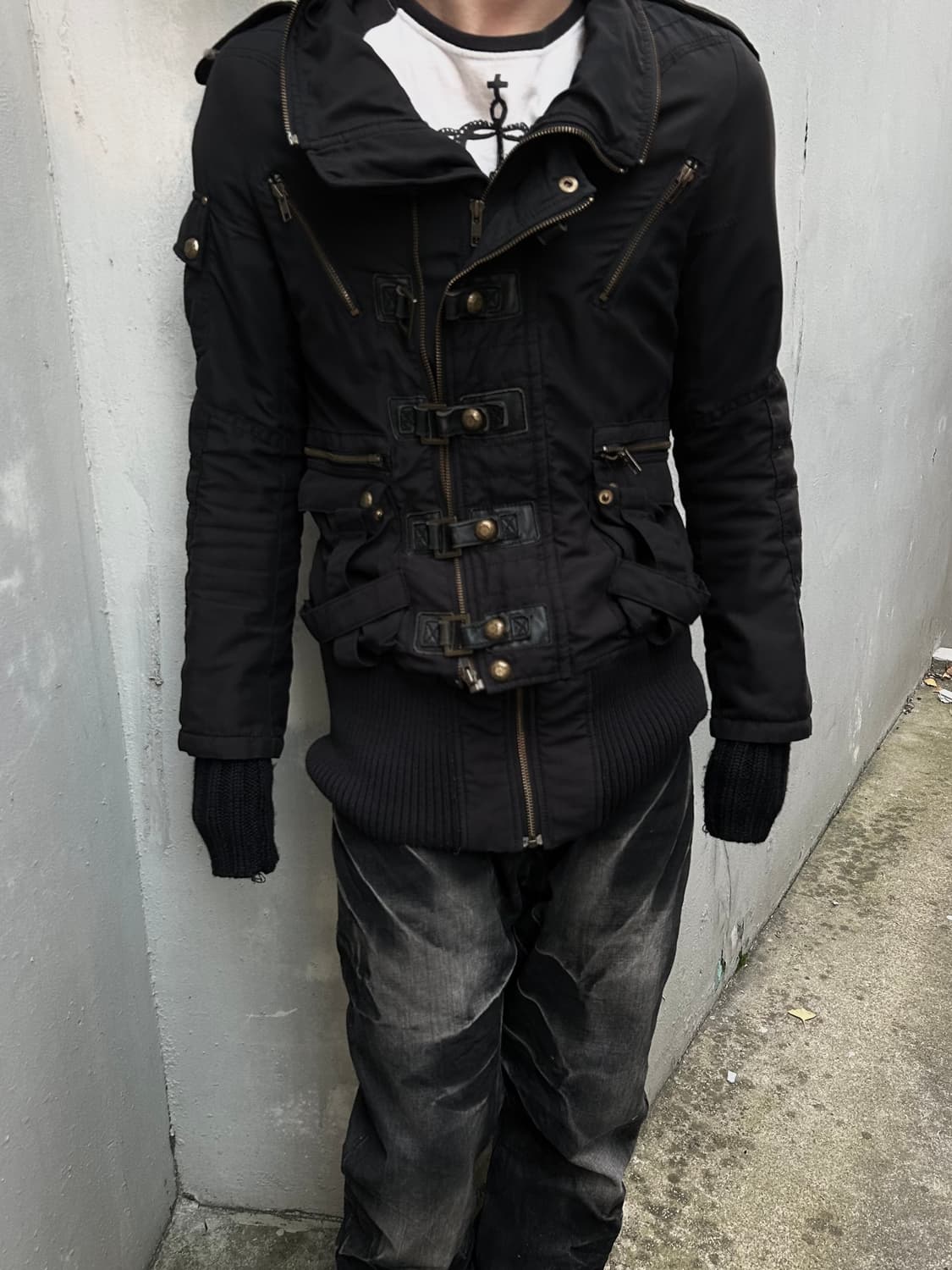 *rare design* 2000s JPN 펑크 버클 디테일 블랙자켓 상품이미지1