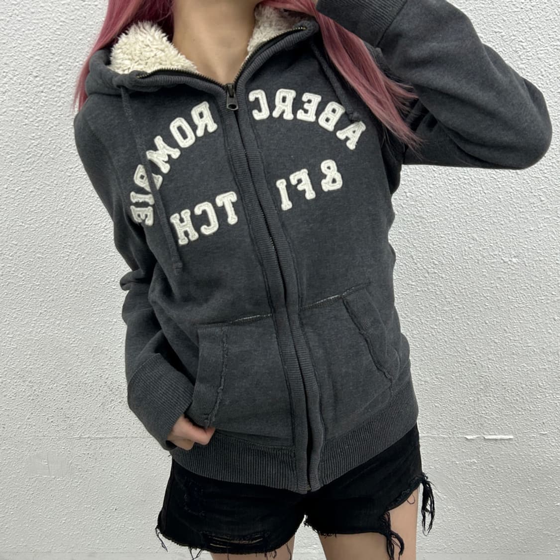 아베크롬비 양털 차콜 후드집업 S 상품이미지1