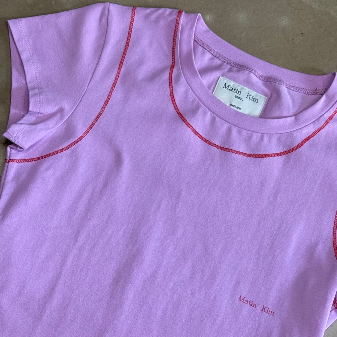 🫶🏻 새상품 마뗑킴 여성용 스몰로고 핑크 크롭 반팔 티셔츠 🫶🏻 상품이미지2