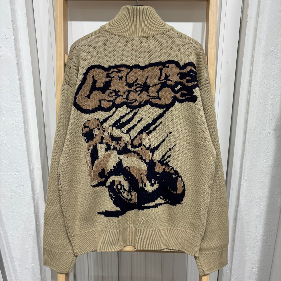 크리틱 패턴 투웨이 니트 집업 상품이미지4