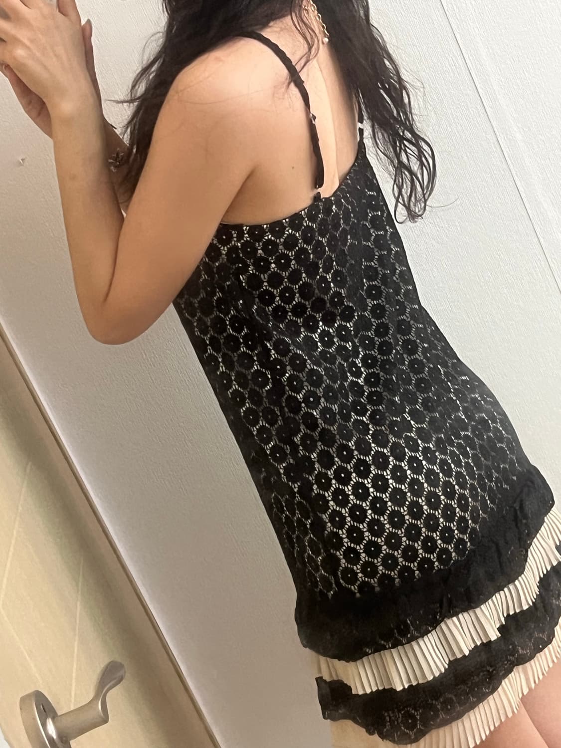 빈티지 도트 플리츠 미니 원피스 갸루 상품이미지4