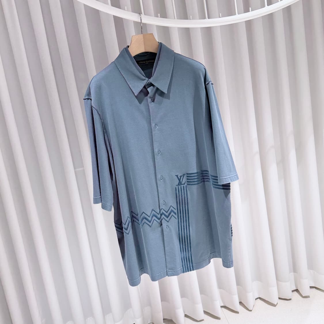 (A+/XXL) / 루이비통 카라코람 플록 프린트 저지 셔츠 블루 상품이미지3