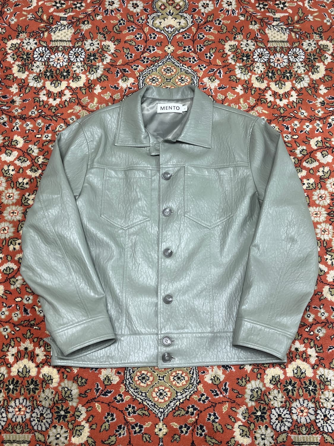 [L] 멘토 카키 그린 가죽 레더자켓  상품이미지1