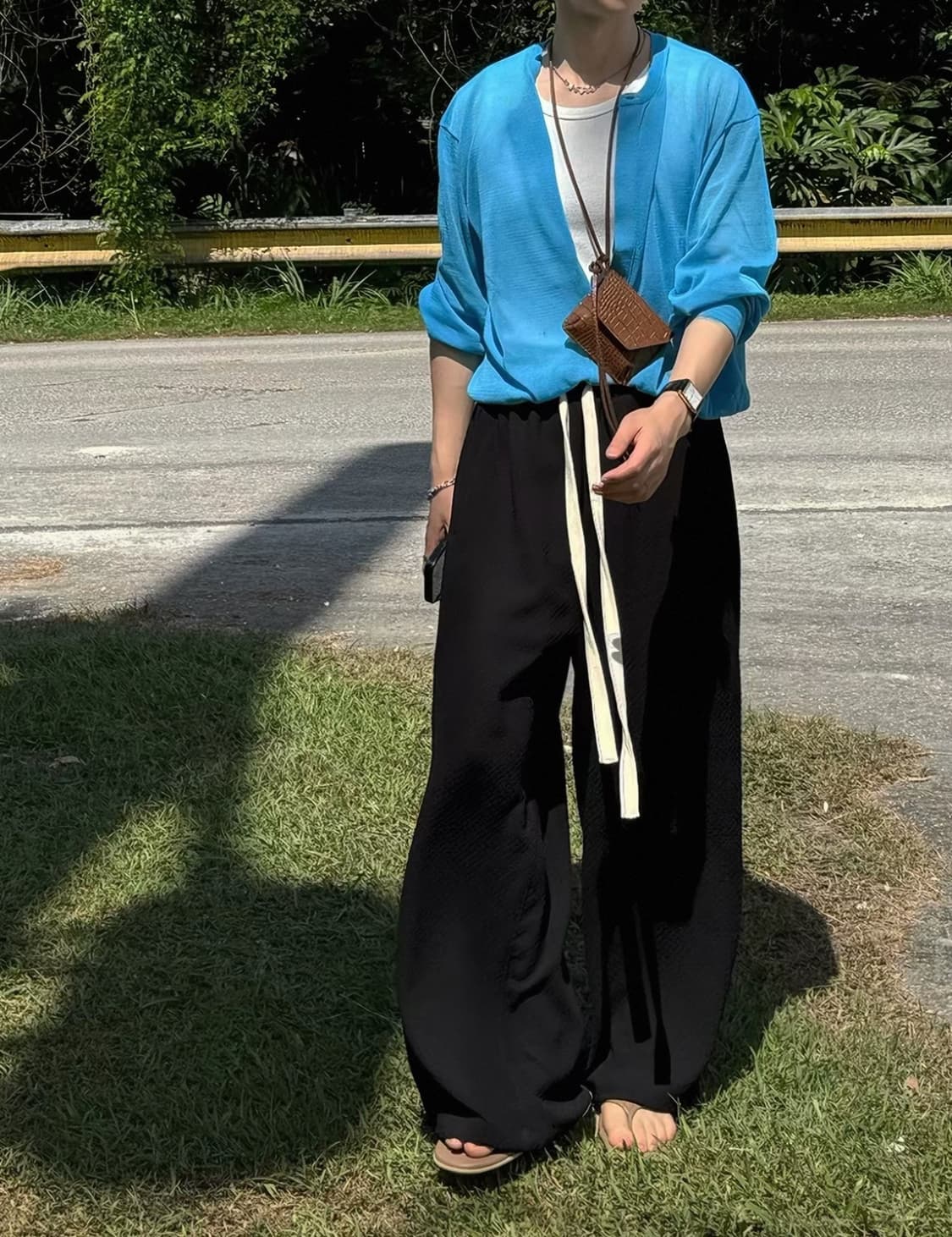 논노드 카프리 파자마 팬츠 자카드 블랙 상품이미지2