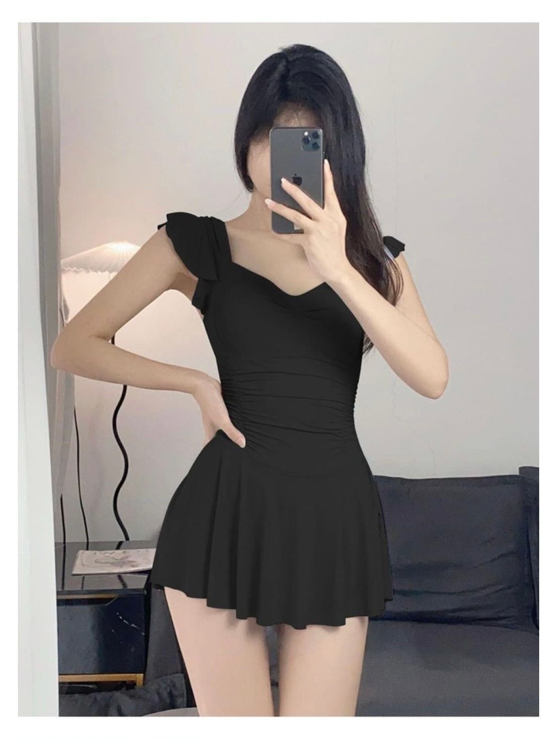 블랙 프릴 원피스 수영복 Free 상품이미지1