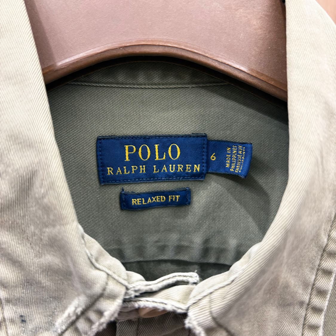 폴로 랄프로렌 코튼 셔츠 숄더 에폴렛 밀리터리 패치 자수 디테일 카키 상품이미지7