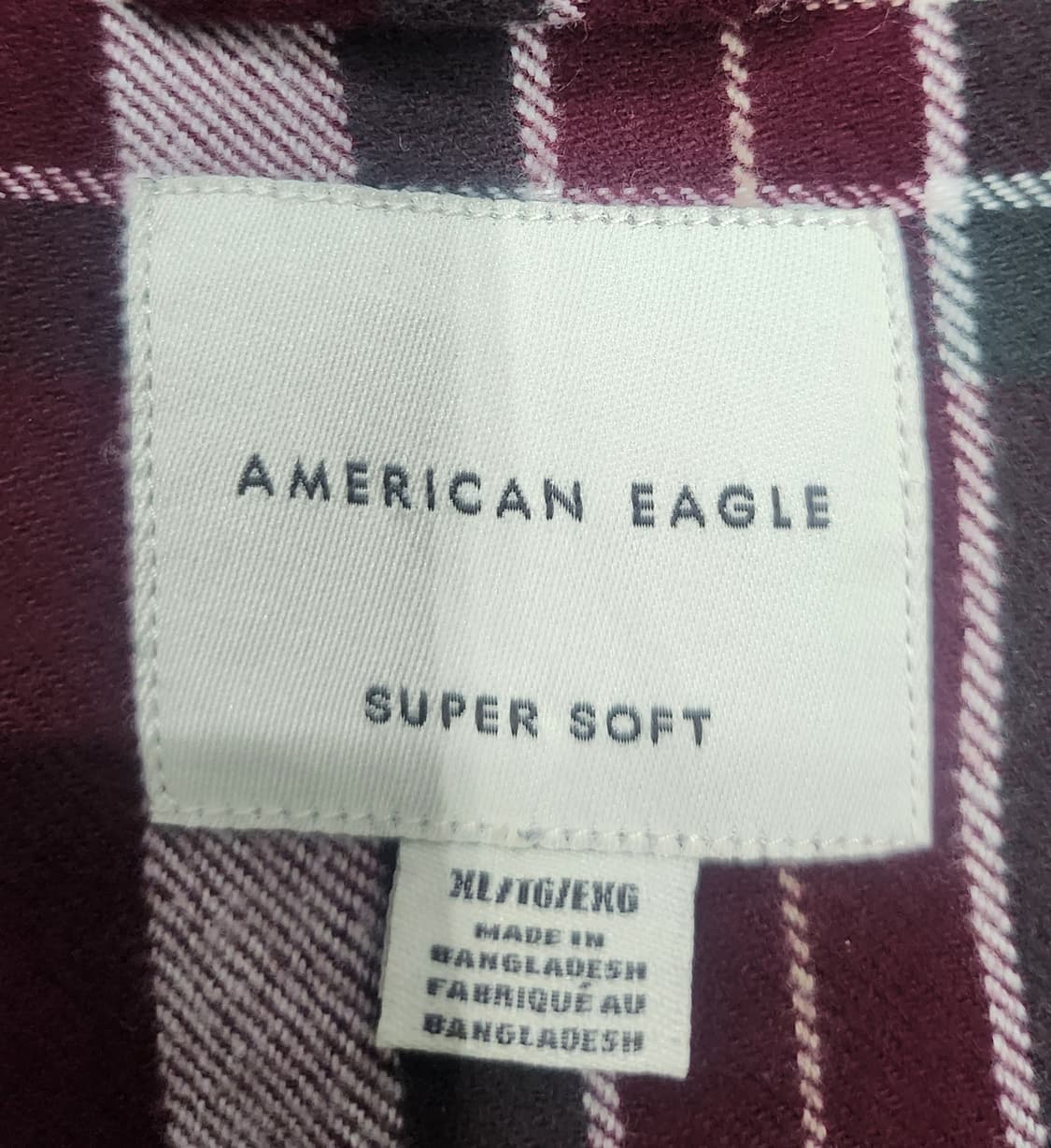 아메리칸 이글 버건디 체크 플란넬 셔츠 XL 상품이미지5