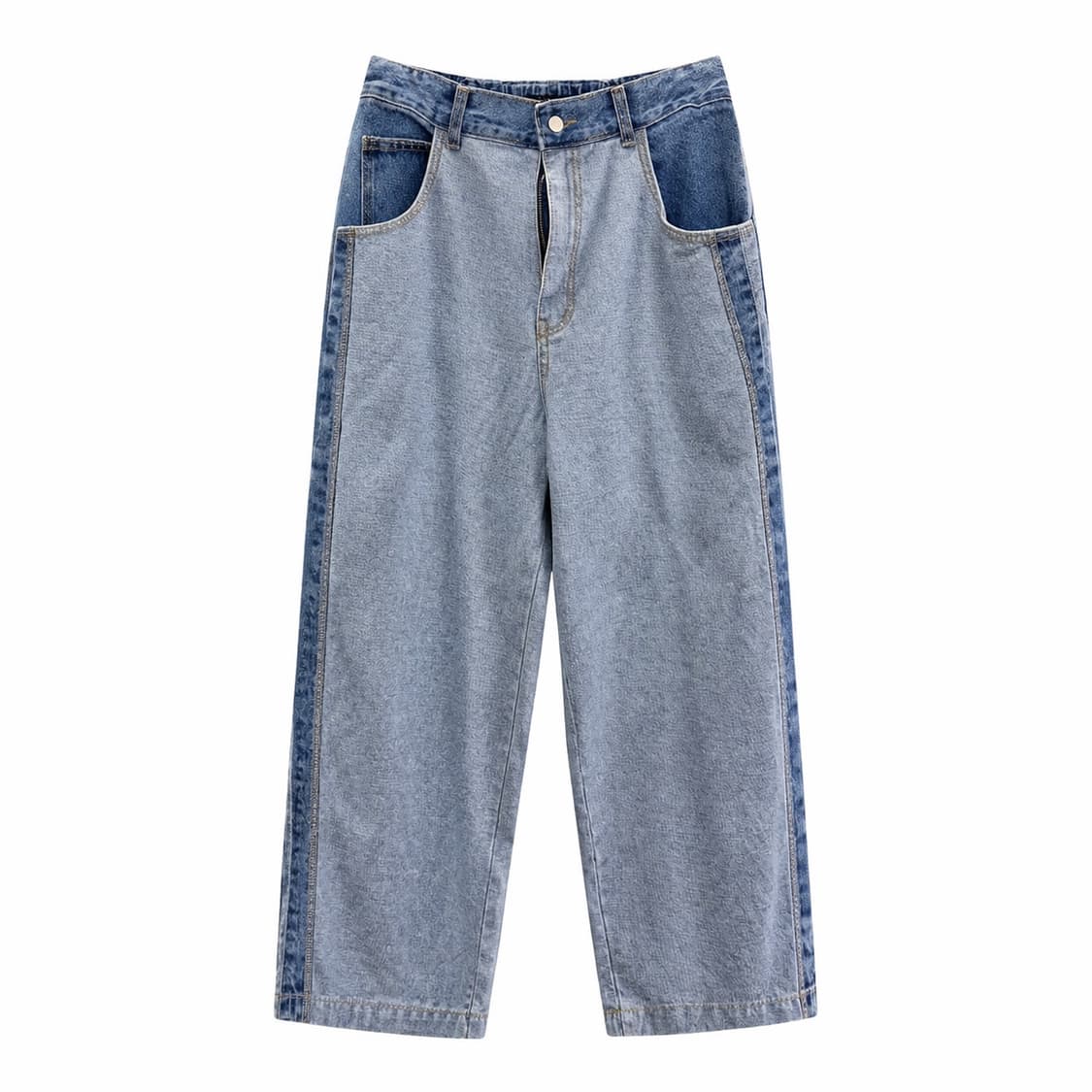 글래머 연청 믹스 와이드 데님 팬츠 상품이미지1